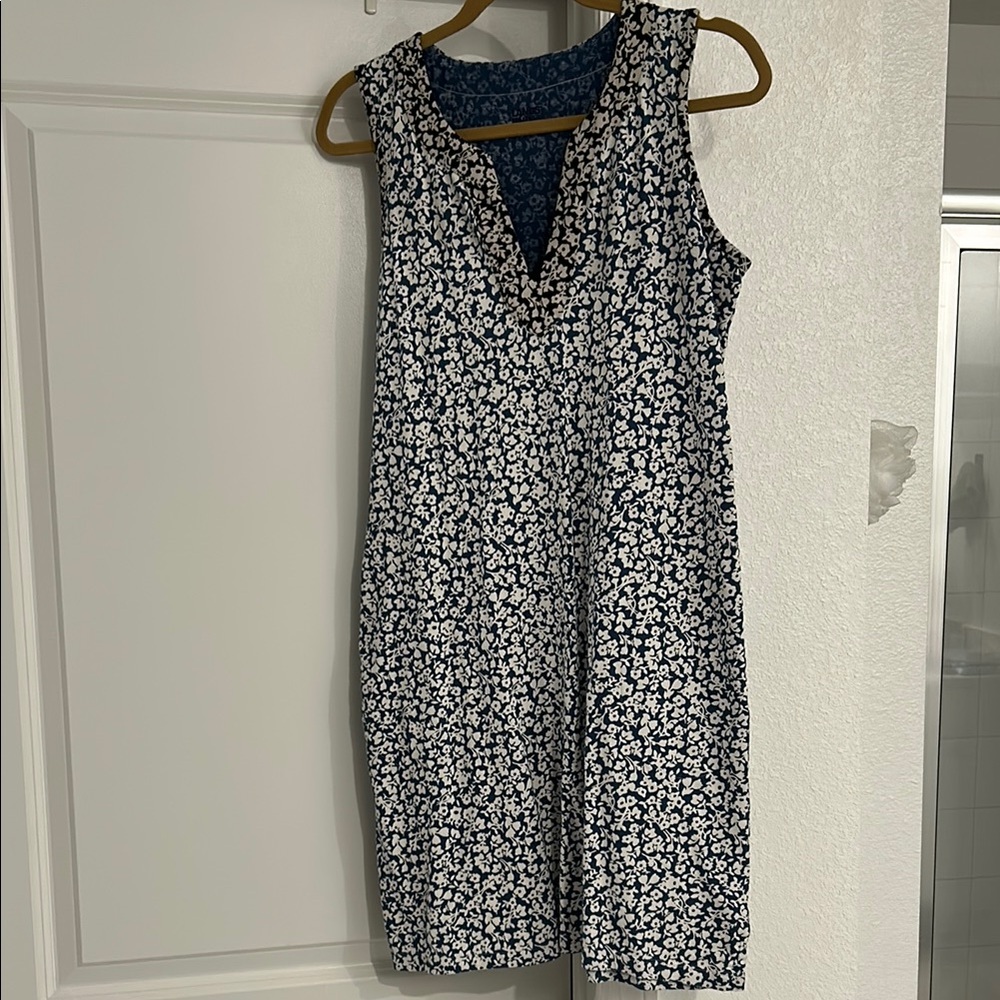 Lands' End Black and White Sleeveless Sheath Mini Dress